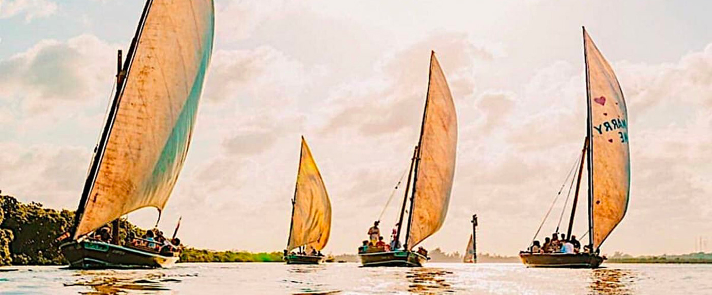traditional dhow boat race off Lamu in Kenya