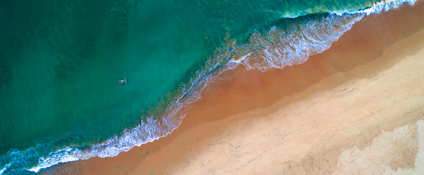 aerial view of Shella beach and ocean at Shella Beach on Lamu Island in Kenya