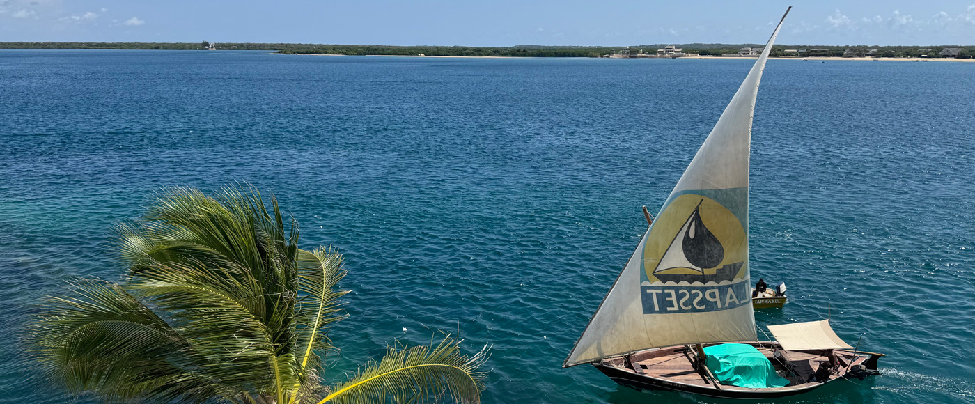 sailboat off the coast near Lamu in Kenya